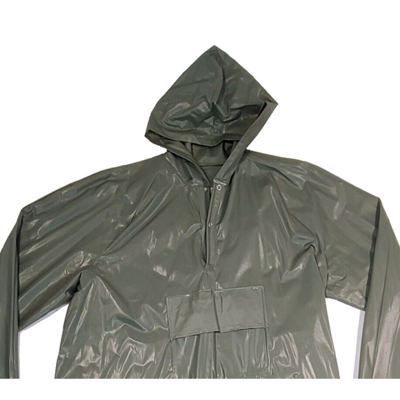 Rare Vintage Converse Hodgman USA Made Heavy Duty Green Raincoat Men's Medium - Picture 2 of 6